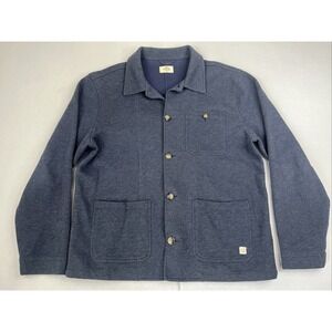 Marine Layer Doyle Knit Chore Jacket Large Navy Casual Button Heavy Cotton